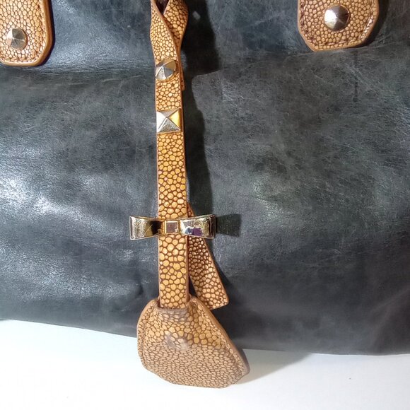 RARE Henri Bendel New York Vintage Leather Hand Bag w/ Compact - Picture 3 of 16